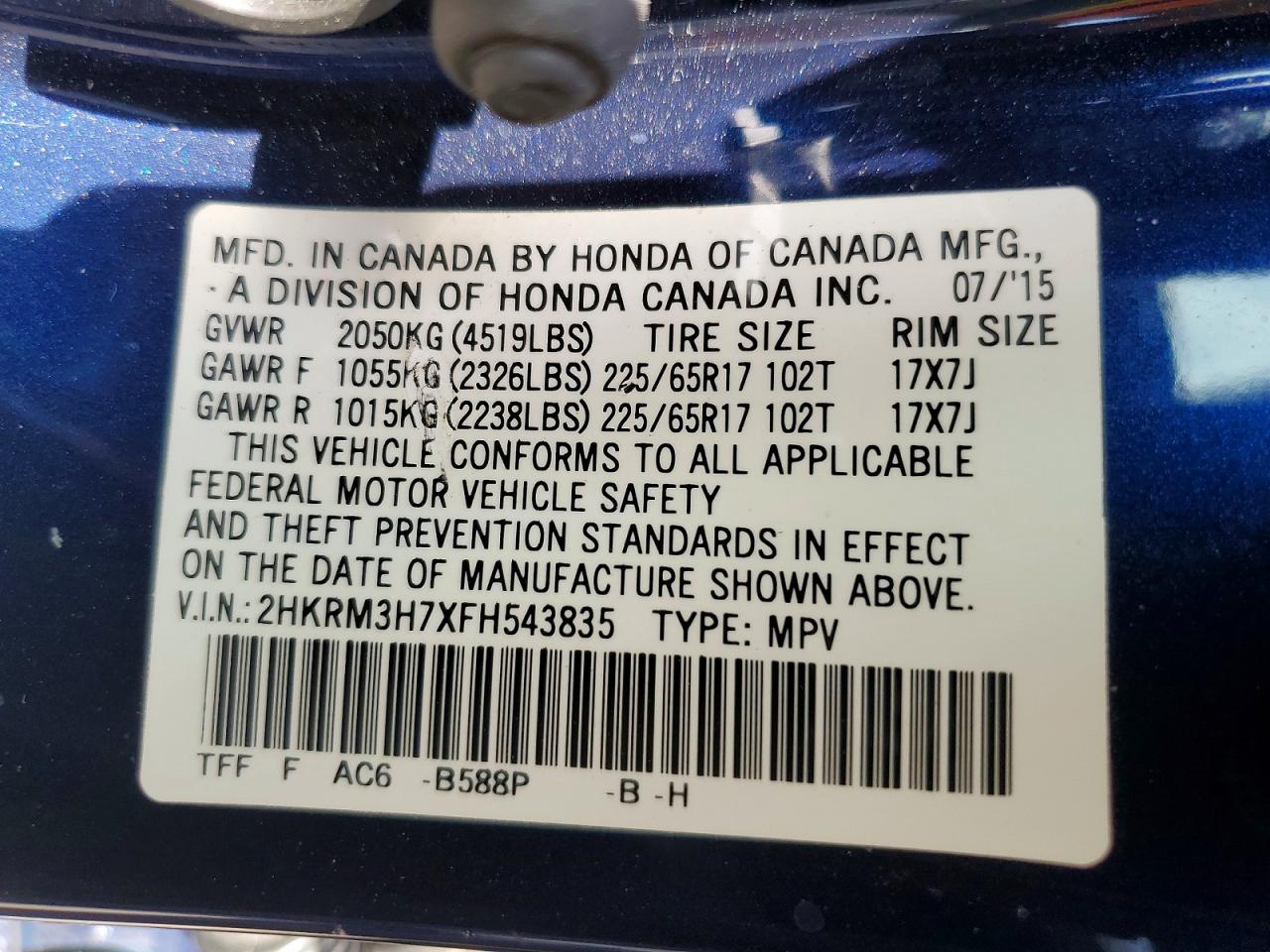 2015 HONDA CR-V EXL photo 14