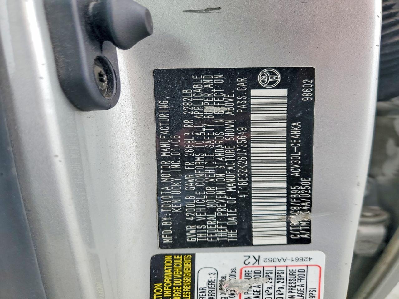 2006 TOYOTA CAMRY LE photo 34