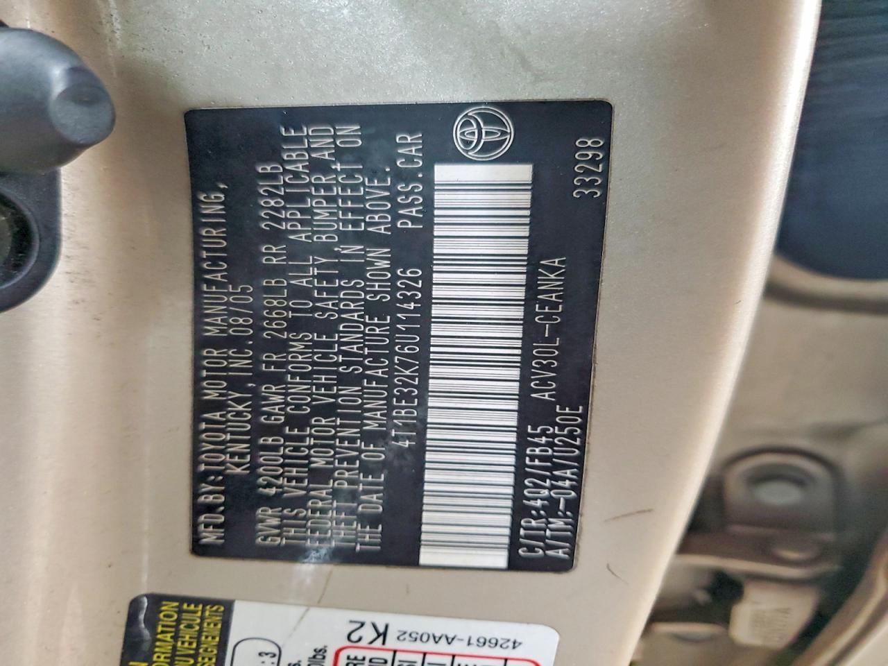 2006 TOYOTA CAMRY LE photo 13