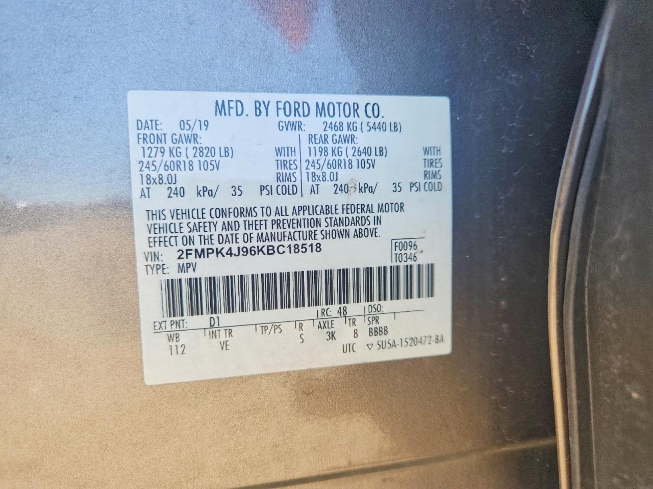 2019 FORD EDGE SEL photo 37