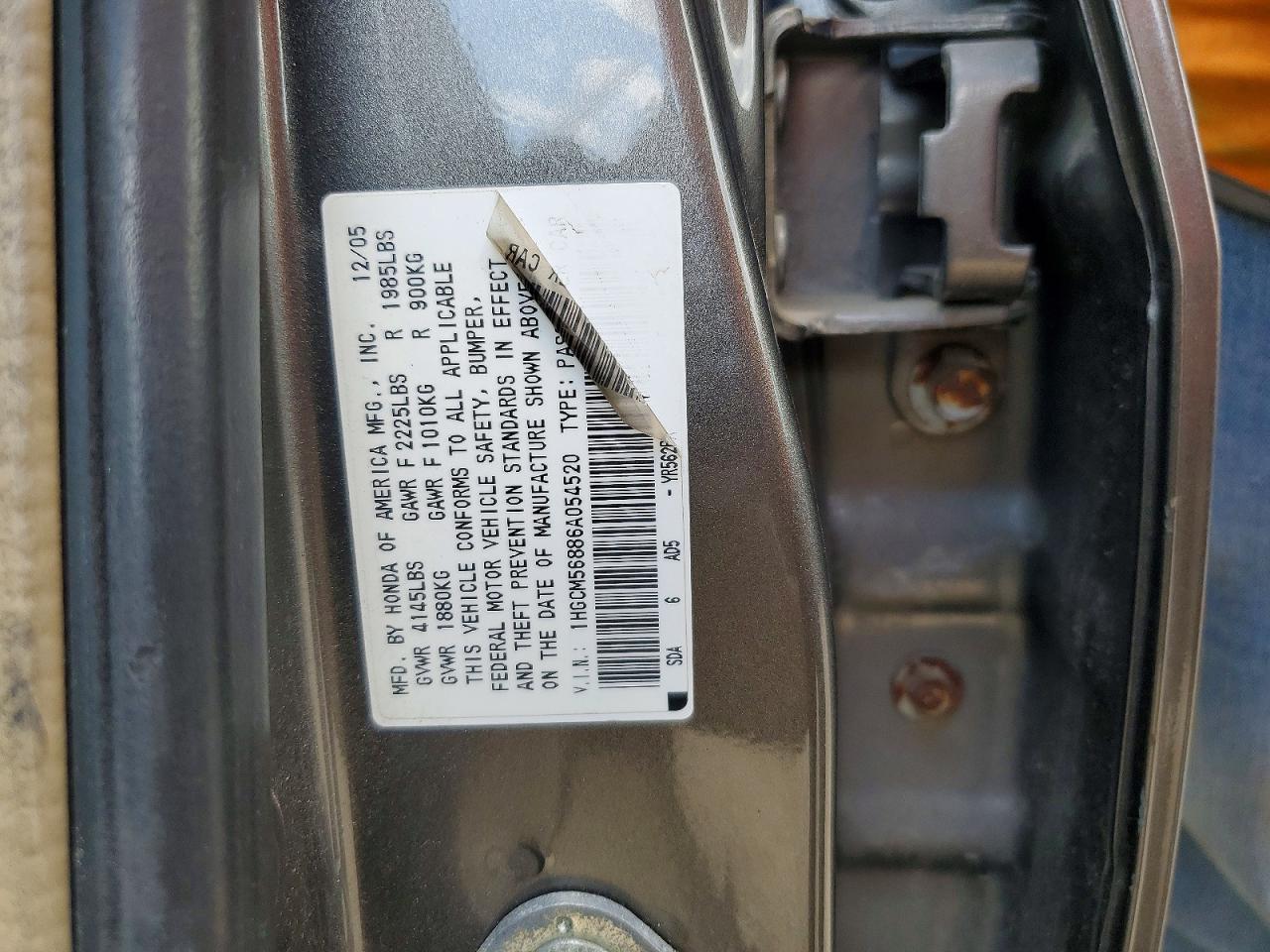 2006 HONDA ACCORD EX photo 12