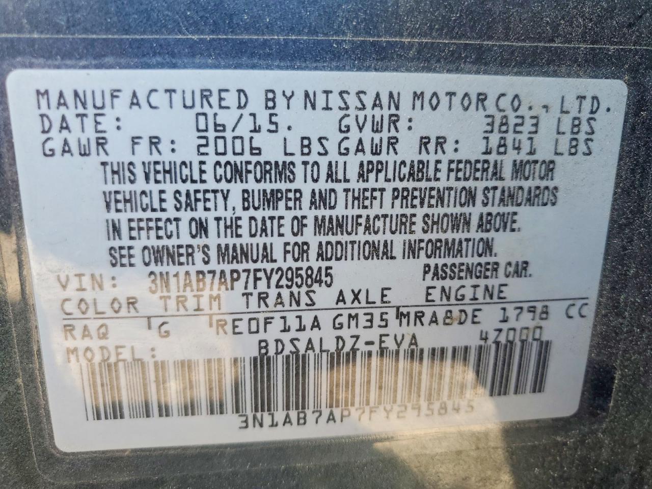 2015 NISSAN SENTRA SV photo 34