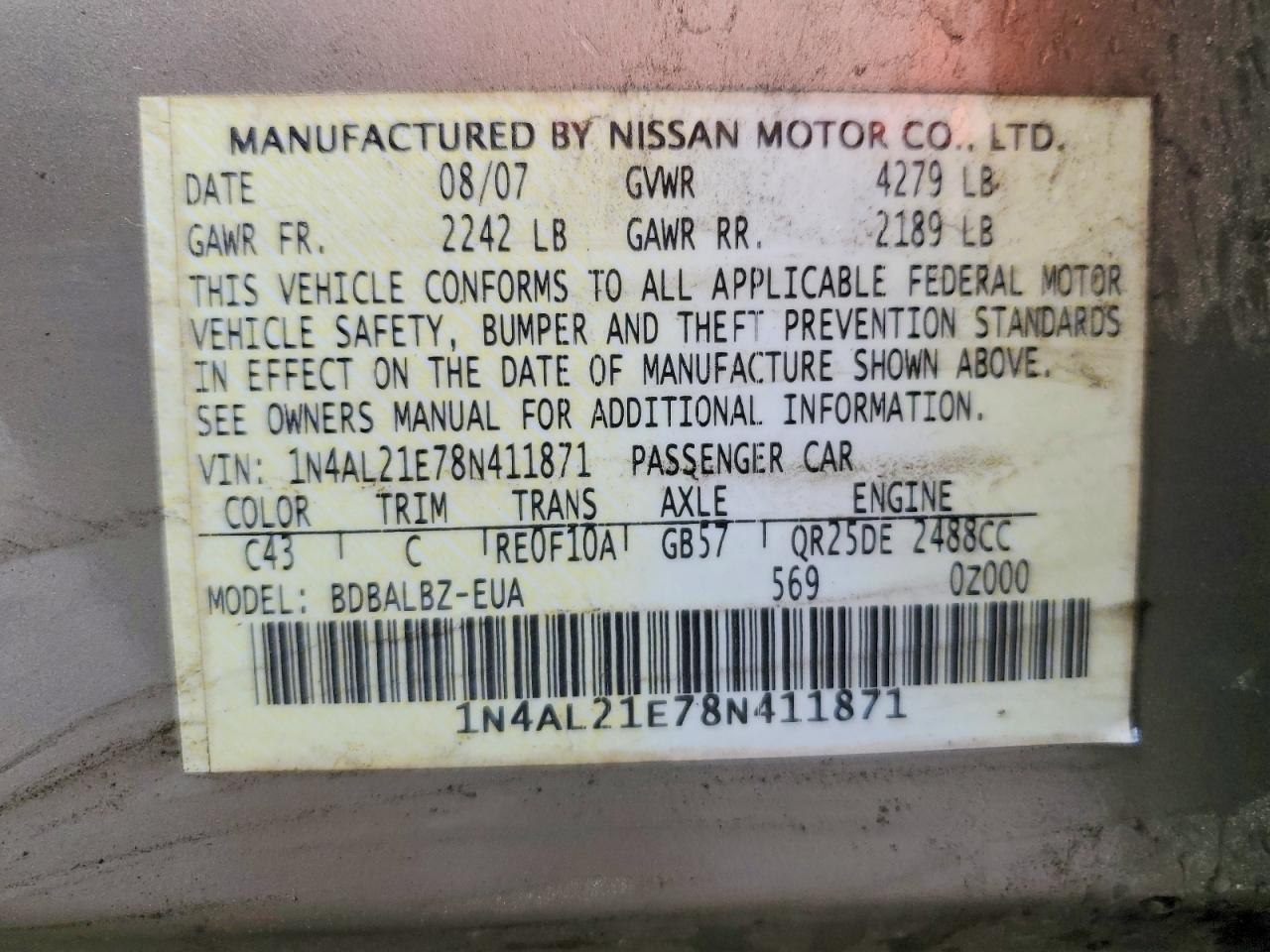 2008 NISSAN ALTIMA 2.5 photo 34