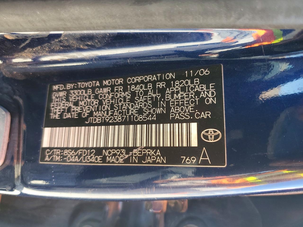 2007 TOYOTA YARIS BASE photo 37