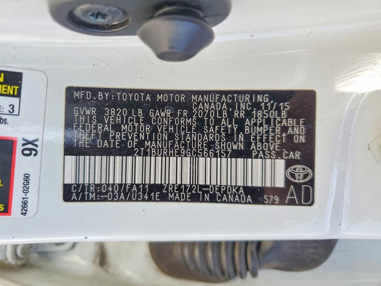 2016 TOYOTA COROLLA L photo 34
