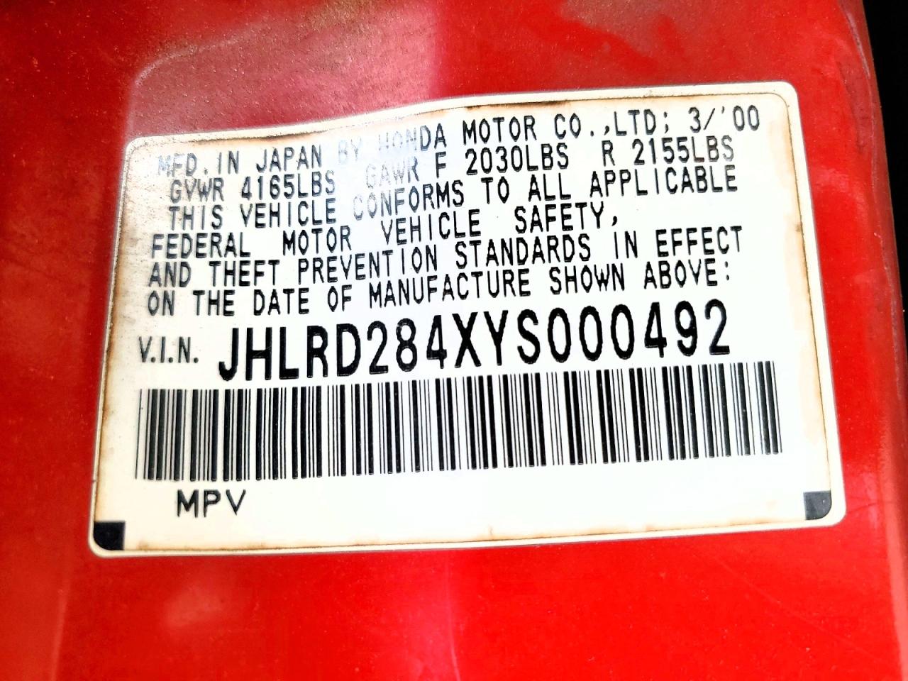 2000 HONDA CR-V LX photo 25