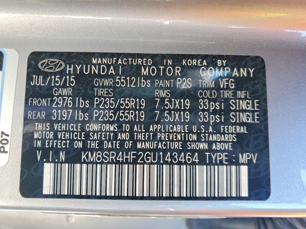 2016 HYUNDAI SANTA FE LIMITED photo 37