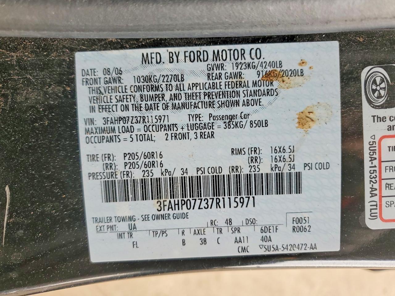 2007 FORD FUSION SE photo 34