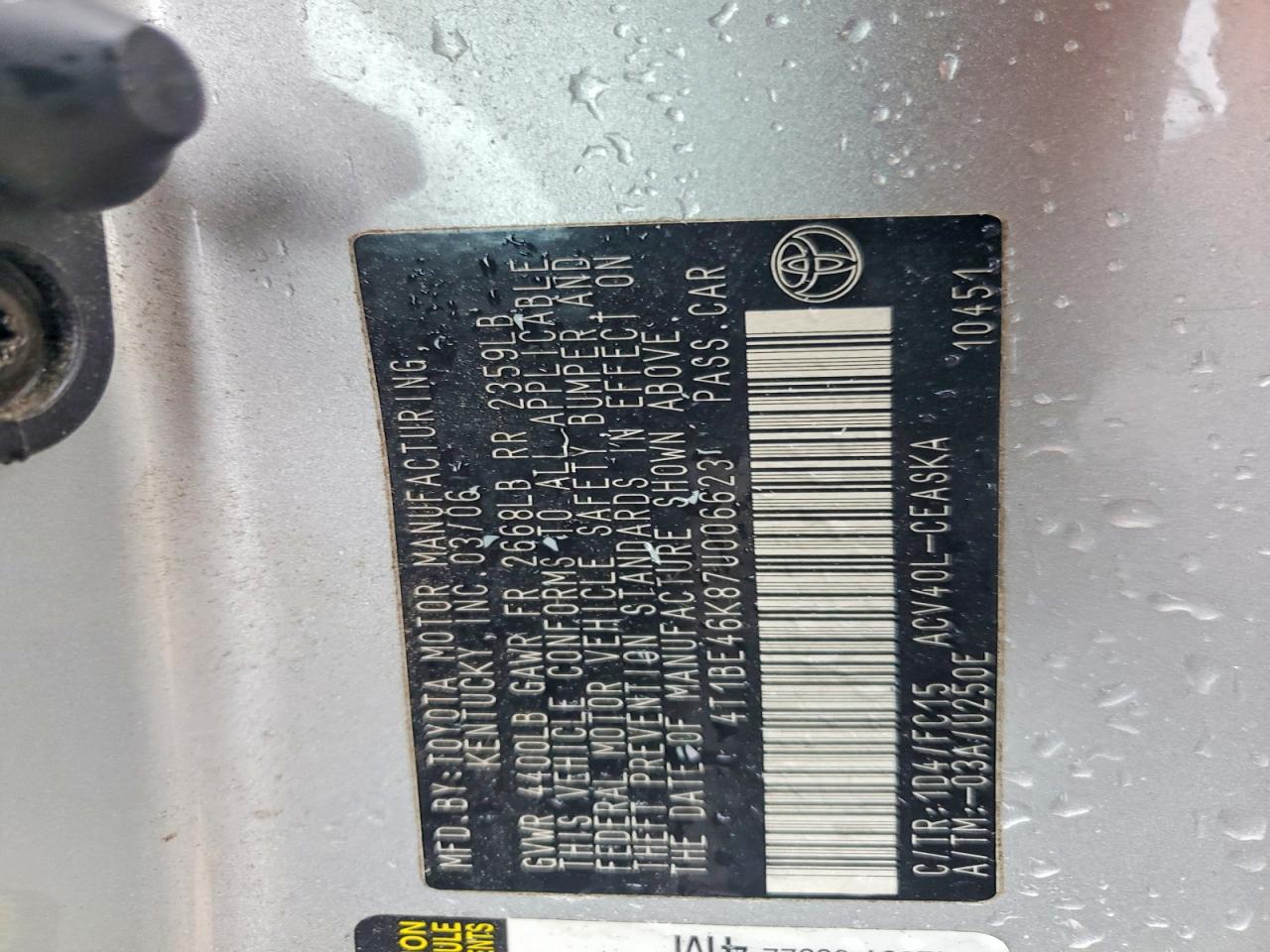 2007 TOYOTA CAMRY SE photo 34