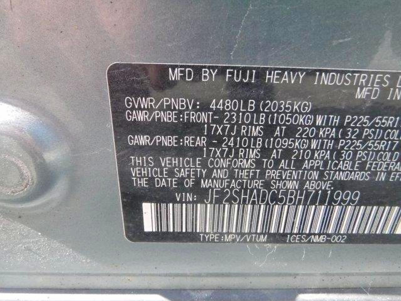 2011 SUBARU FORESTER 2.5X PREMIUM photo 17