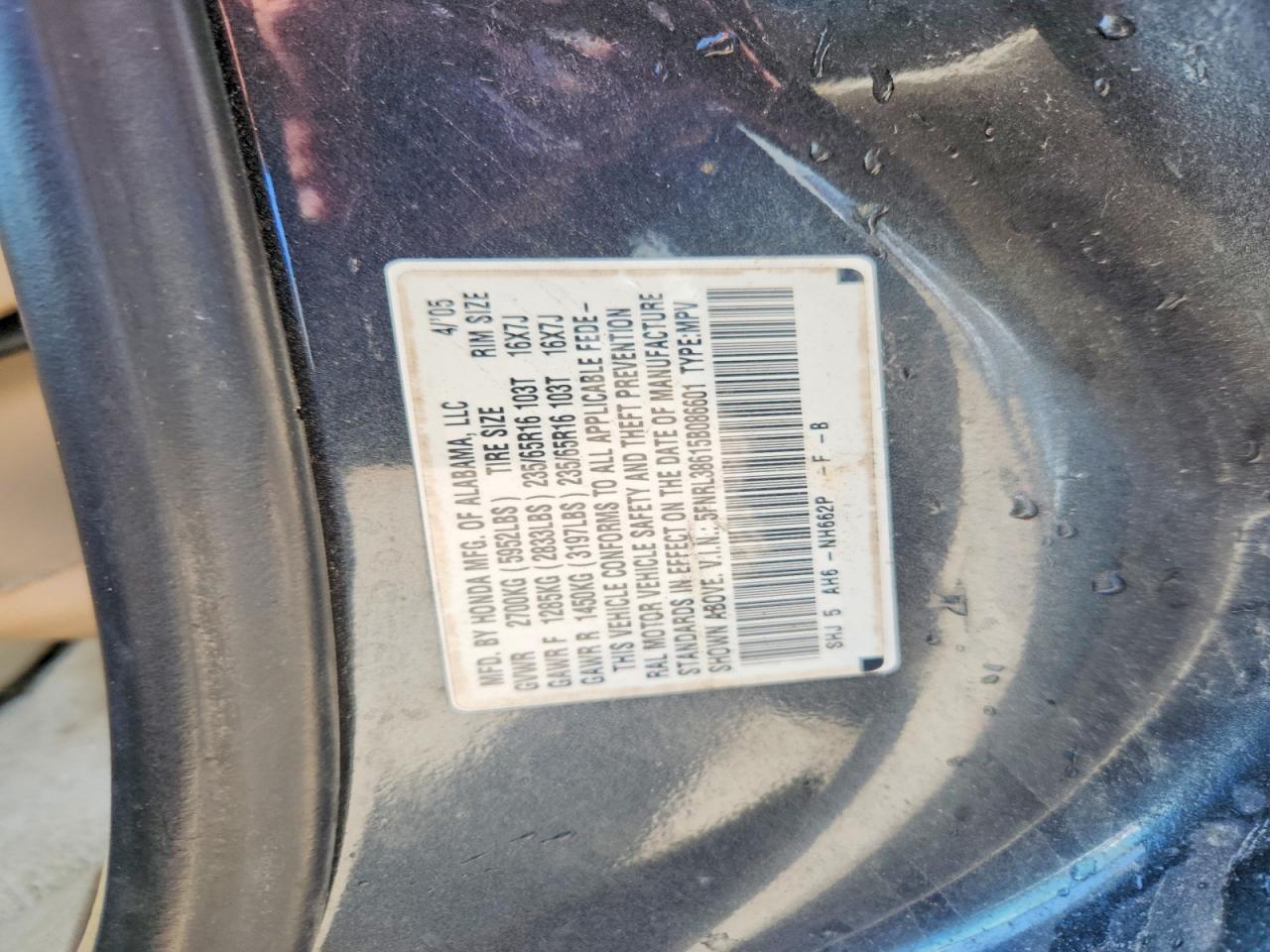 2005 HONDA ODYSSEY EXL photo 14