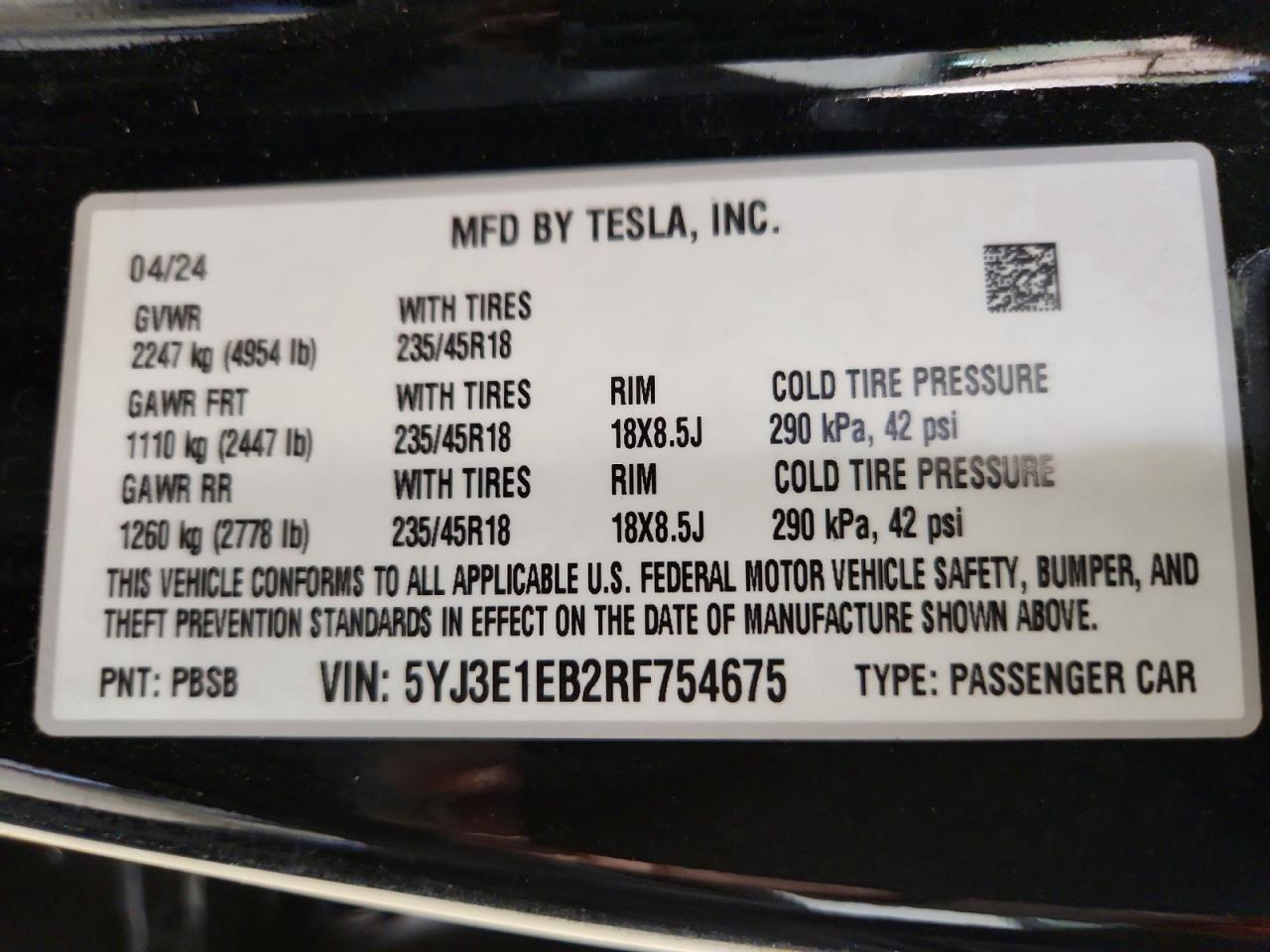 2024 TESLA MODEL 3 photo 34