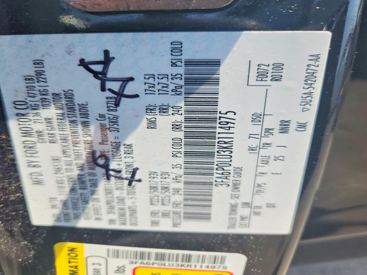 2019 FORD FUSION SE photo 34