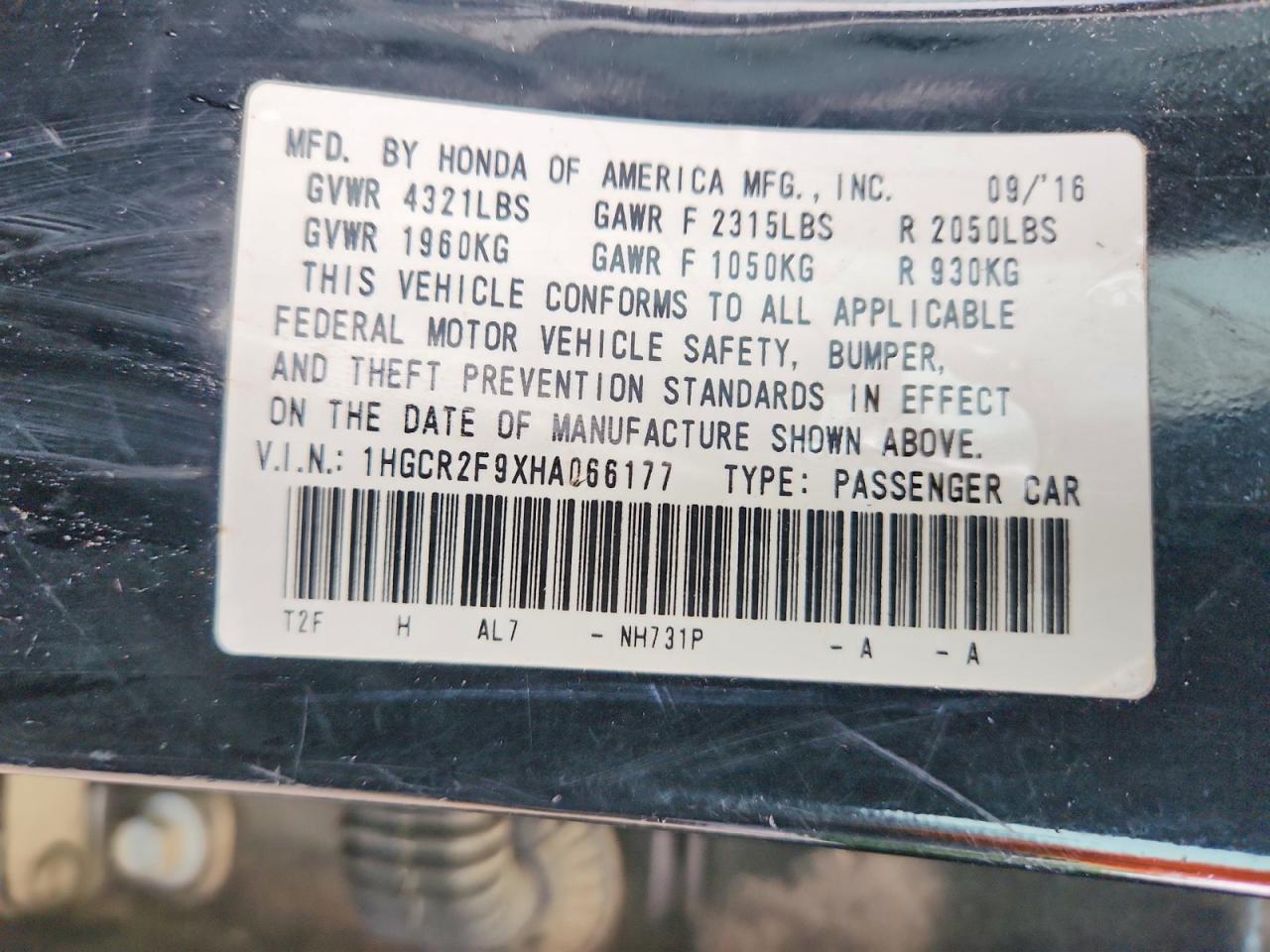 2017 HONDA ACCORD EXL photo 34
