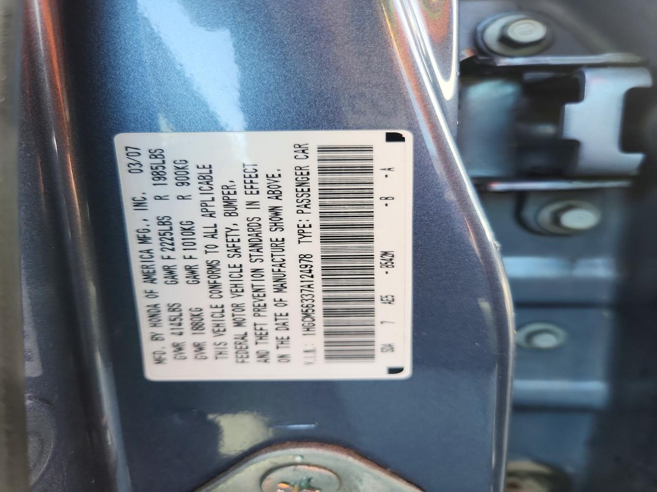 2007 HONDA ACCORD SE photo 23