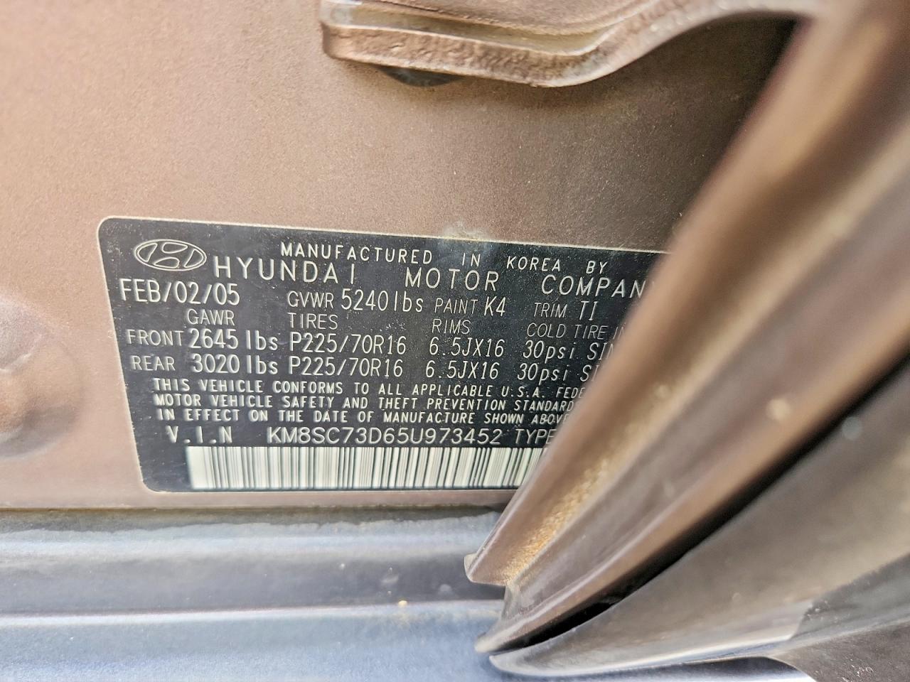 2005 HYUNDAI SANTA FE GLS photo 13