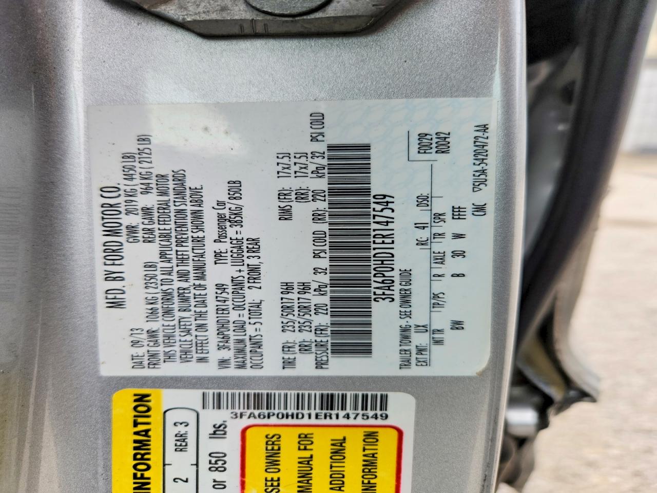2014 FORD FUSION SE photo 34