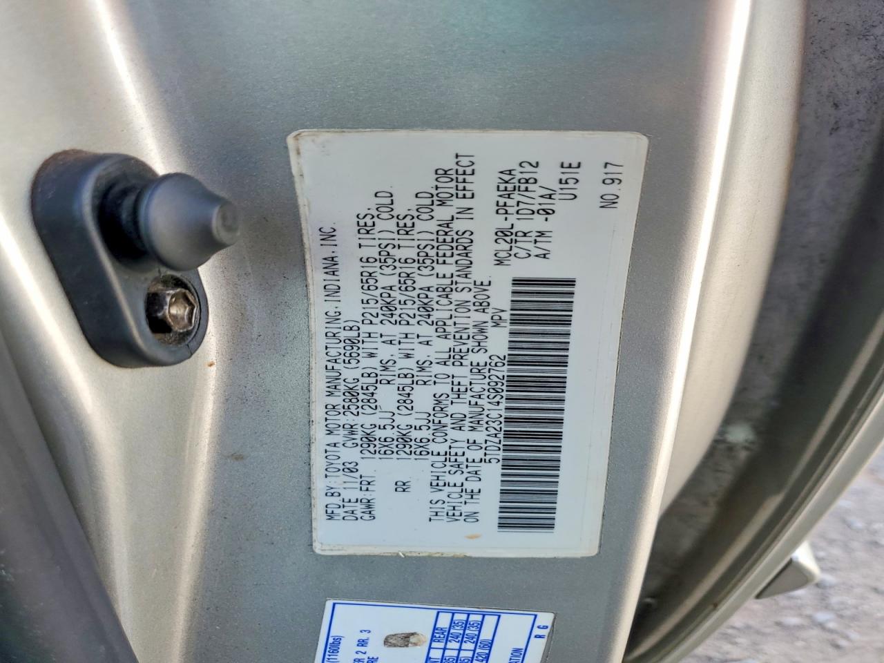 2004 TOYOTA SIENNA CE 7 PASSENGER photo 25