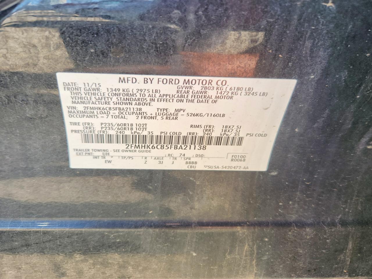 2015 FORD FLEX SEL photo 37