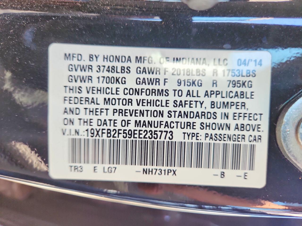 2014 HONDA CIVIC LX photo 12