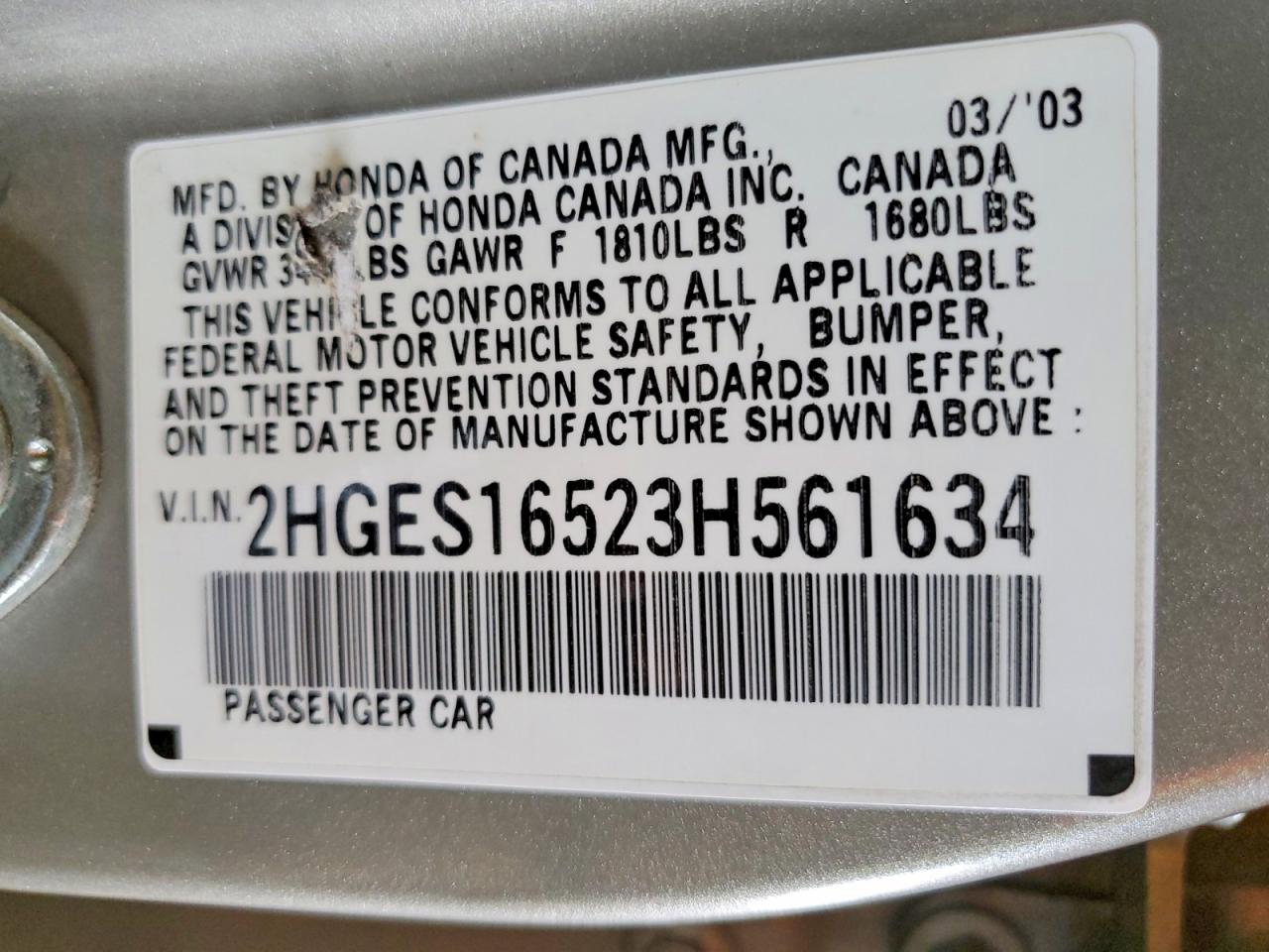 2003 HONDA CIVIC LX photo 23