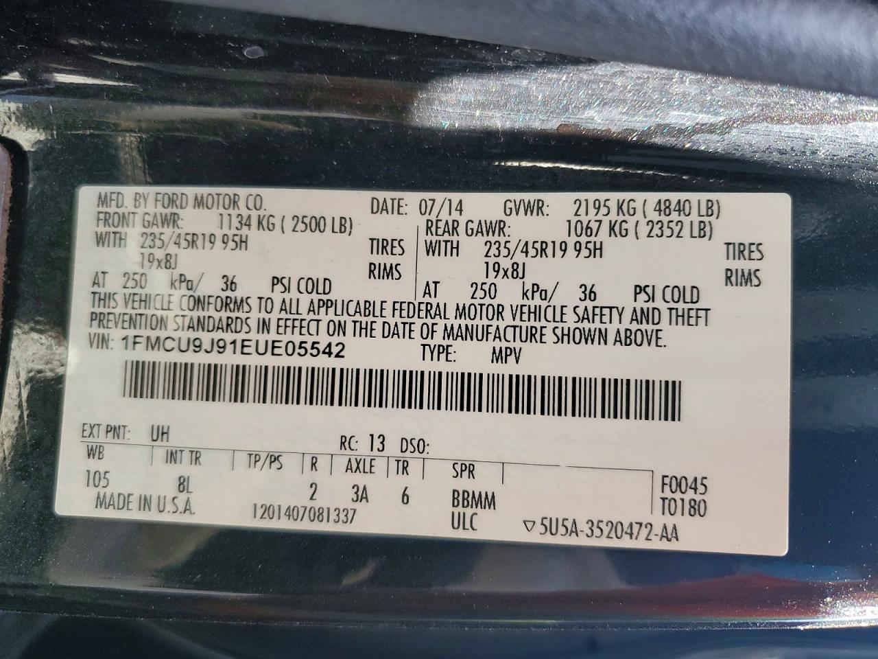 2014 FORD ESCAPE TITANIUM photo 37
