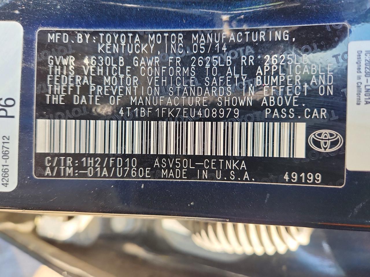2014 TOYOTA CAMRY LE photo 25
