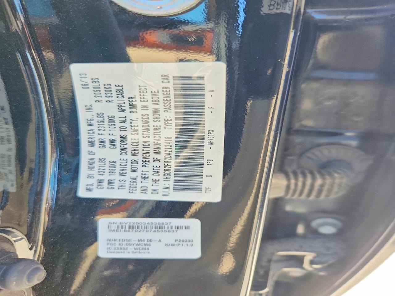 2013 HONDA ACCORD EXL photo 12