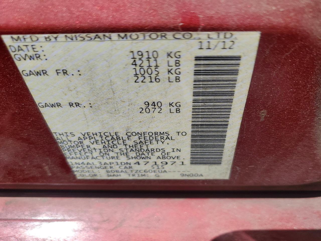 2013 NISSAN ALTIMA 2.5 photo 12