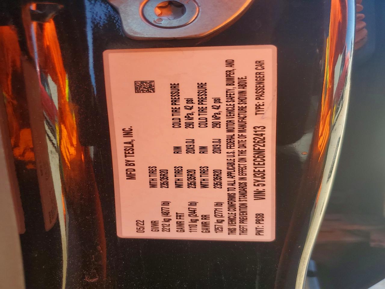 2022 TESLA MODEL 3 photo 13