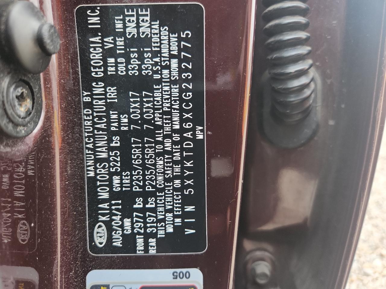 2012 KIA SORENTO LX photo 14