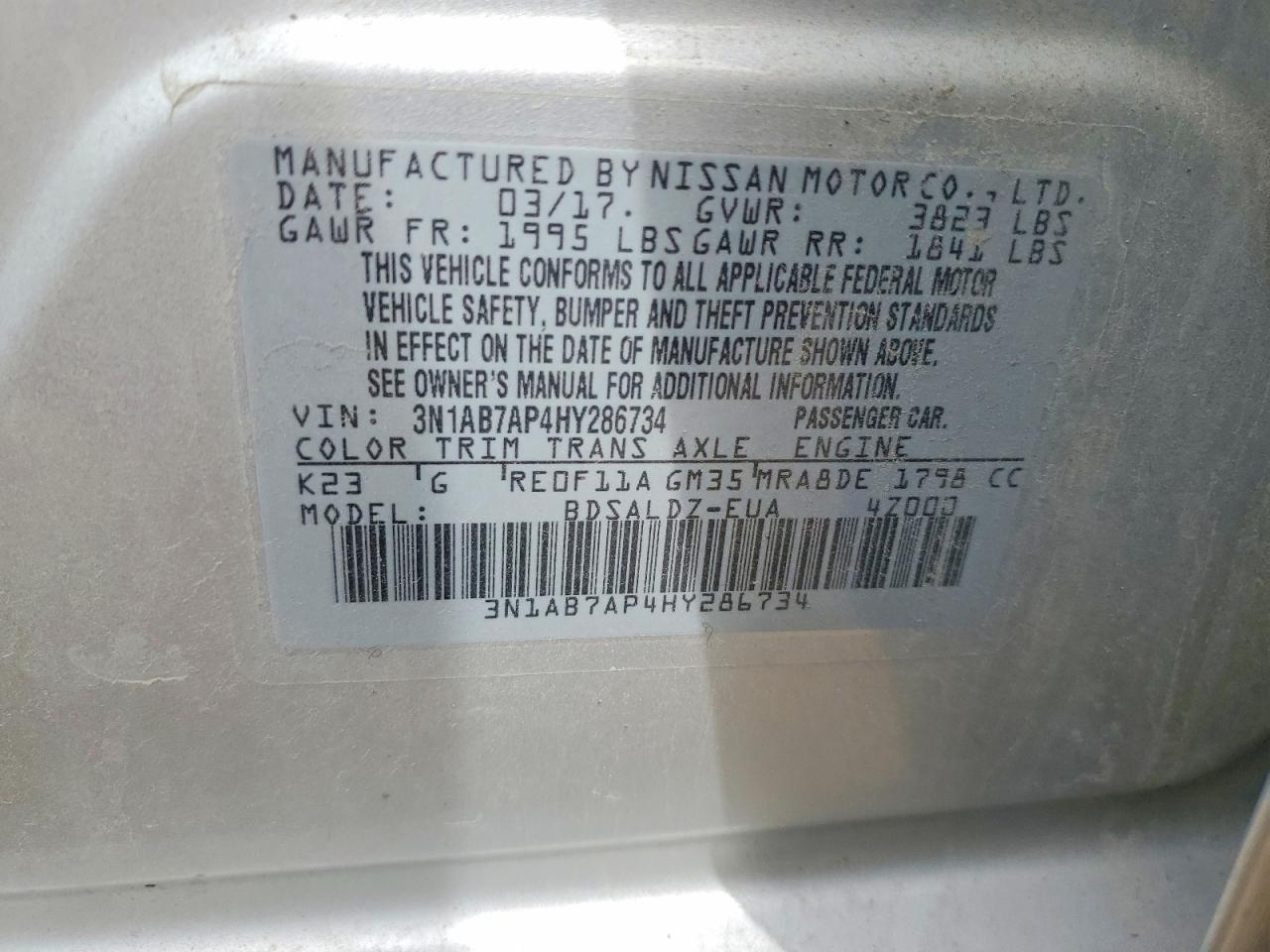 2017 NISSAN SENTRA SV photo 12