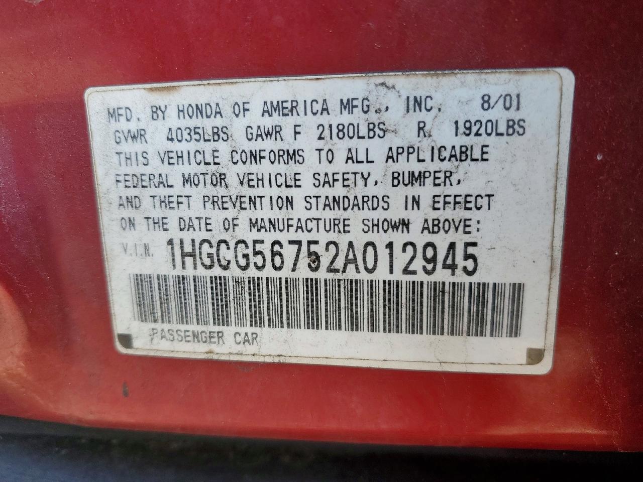 2002 HONDA ACCORD SE photo 34