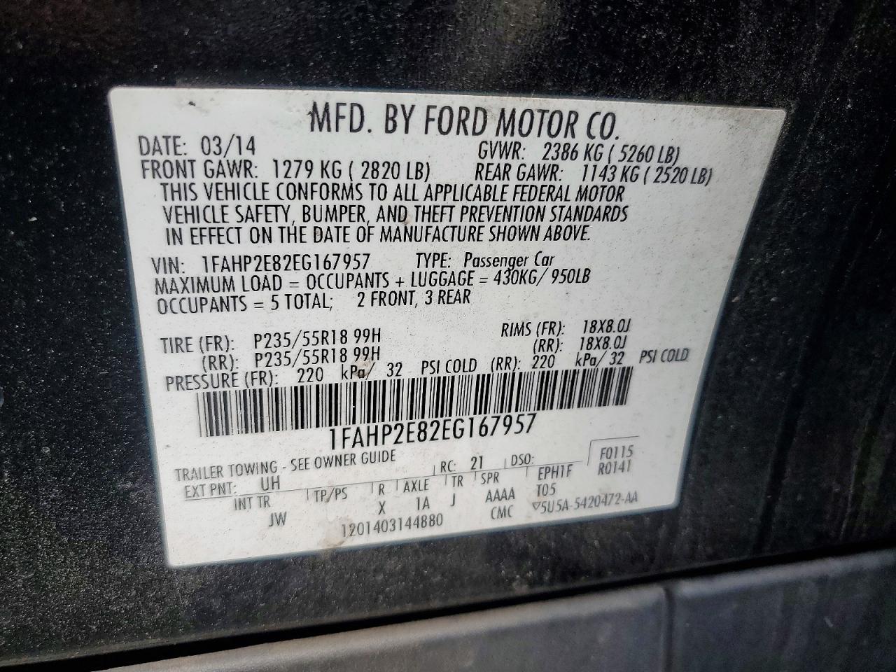 2014 FORD TAURUS SEL photo 23