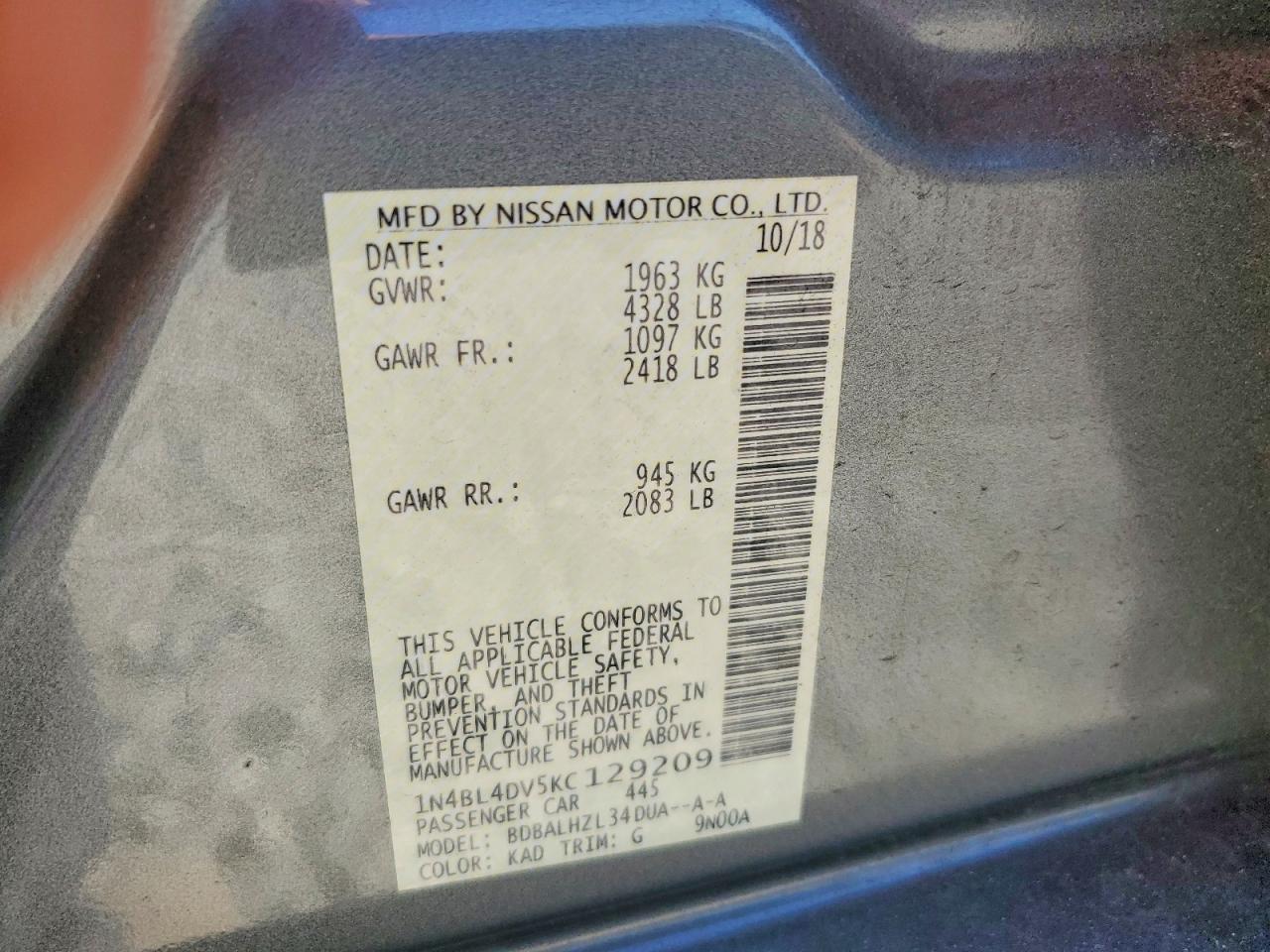2019 NISSAN ALTIMA SV photo 23