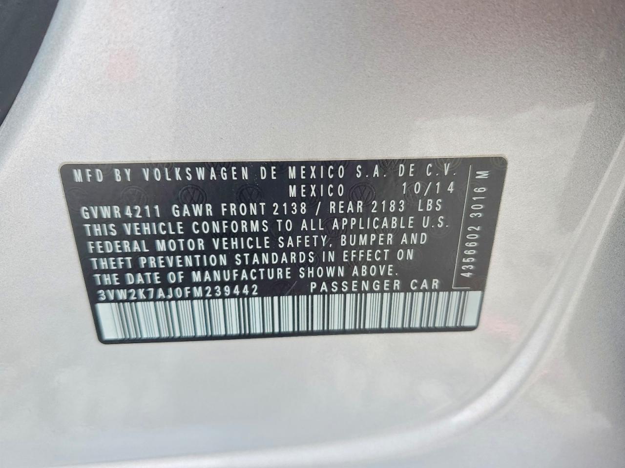2015 VOLKSWAGEN JETTA BASE photo 12