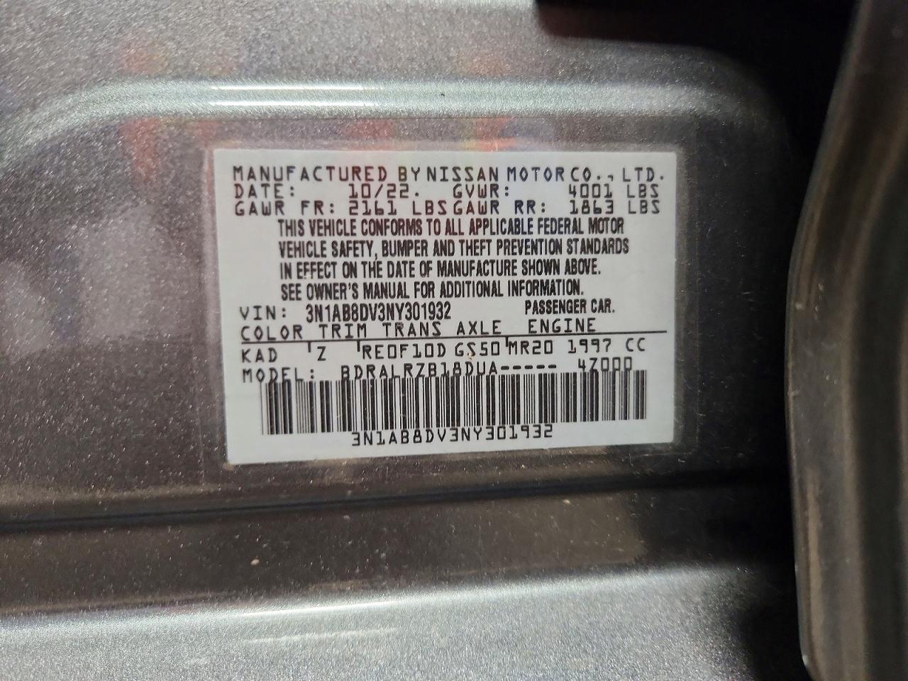 2022 NISSAN SENTRA SR photo 25