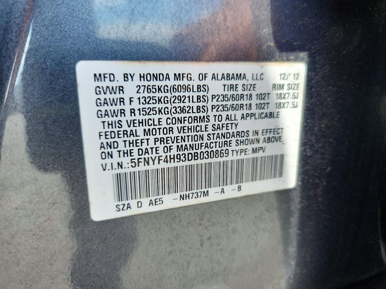 2013 HONDA PILOT TOURING photo 37