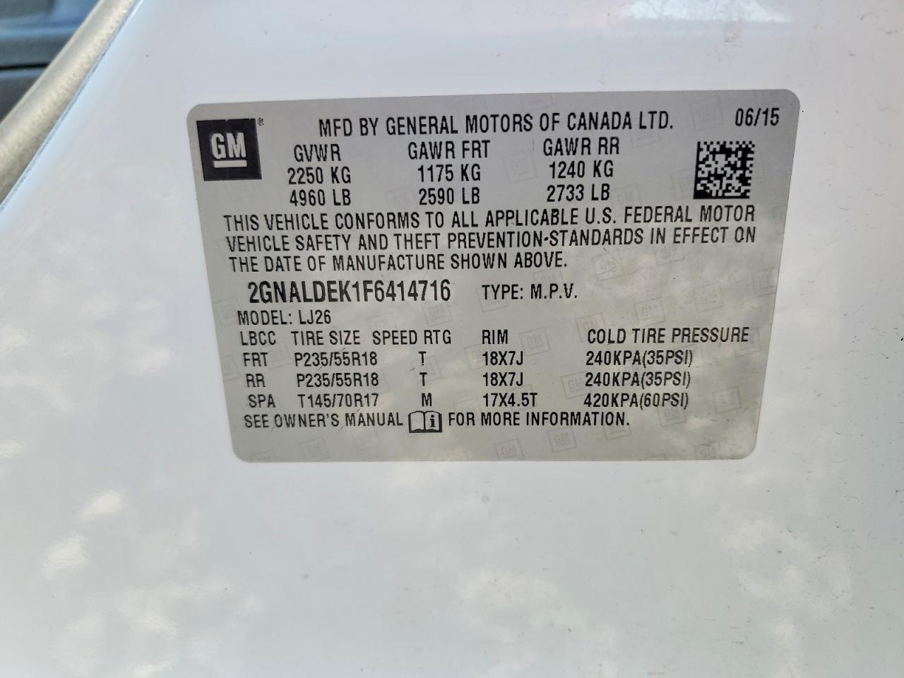 2015 CHEVROLET EQUINOX LTZ photo 34