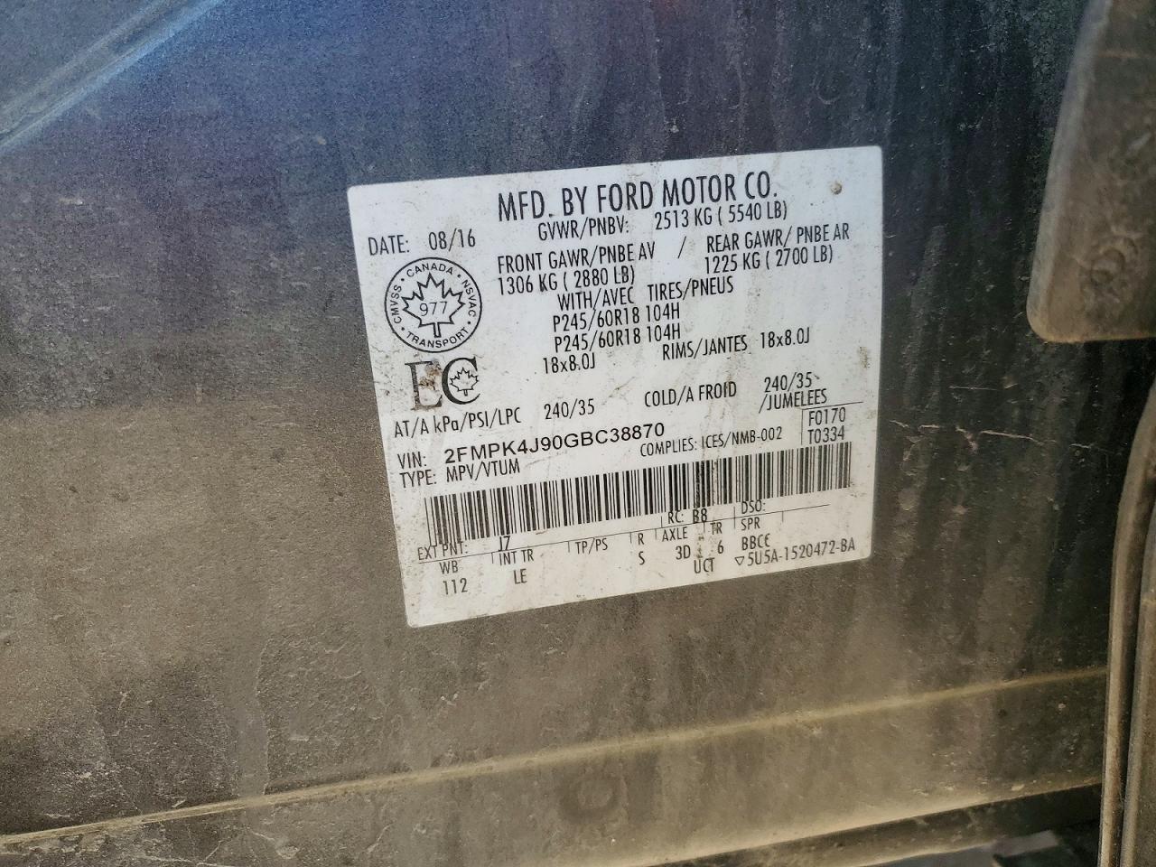 2016 FORD EDGE SEL photo 37