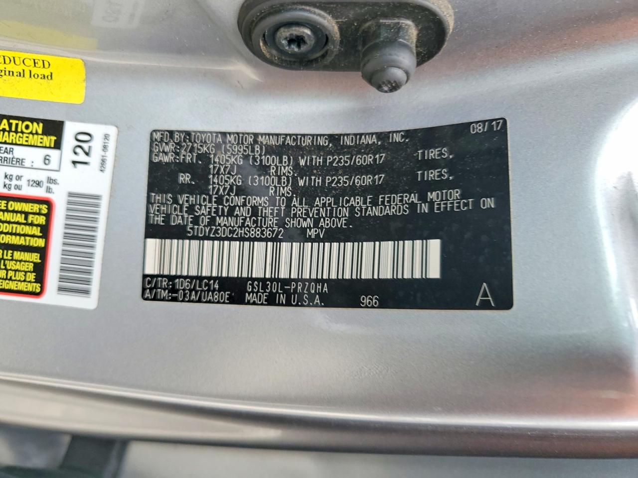 2017 TOYOTA SIENNA XLE 8-PASSENGER photo 14