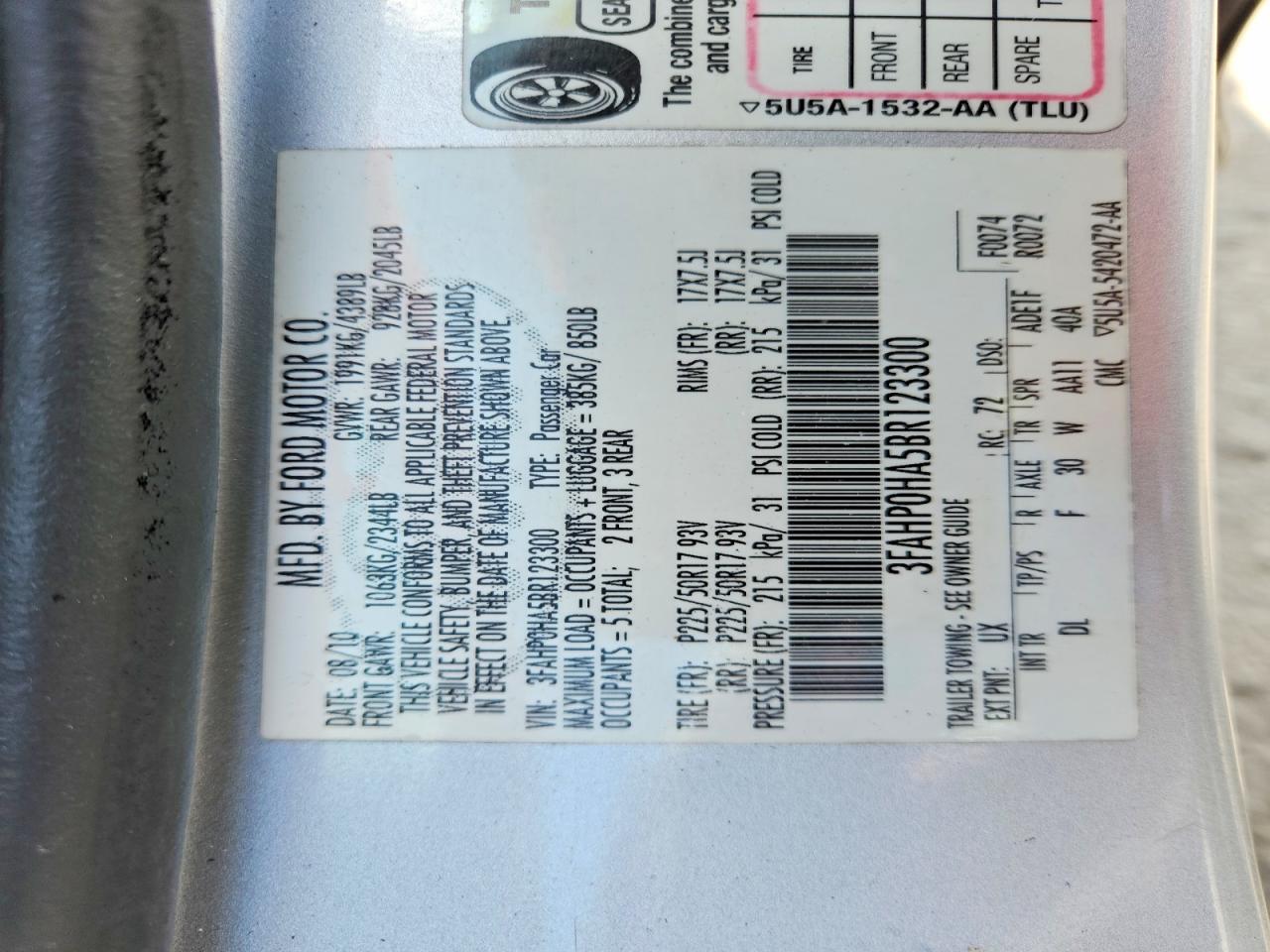 2011 FORD FUSION SE photo 23