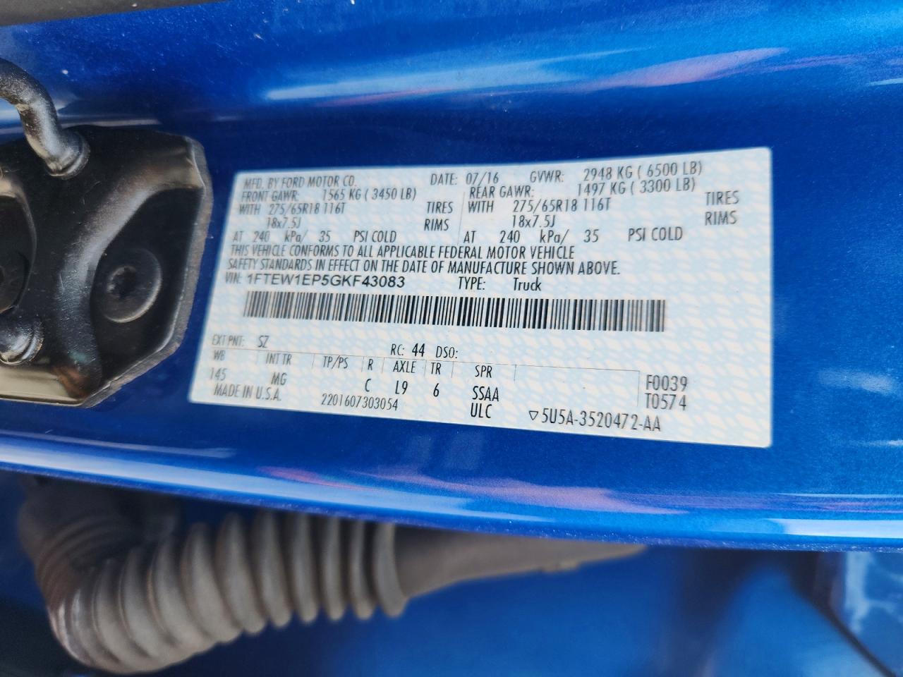 2016 FORD F150 SUPERCREW photo 34
