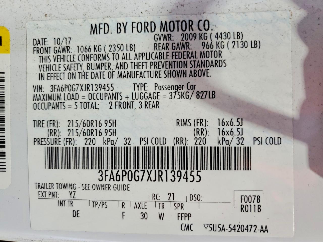 2018 FORD FUSION S photo 25