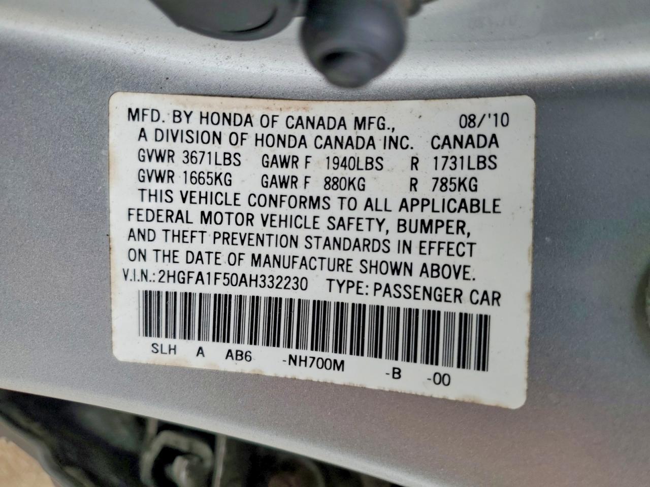 2010 HONDA CIVIC LX photo 13