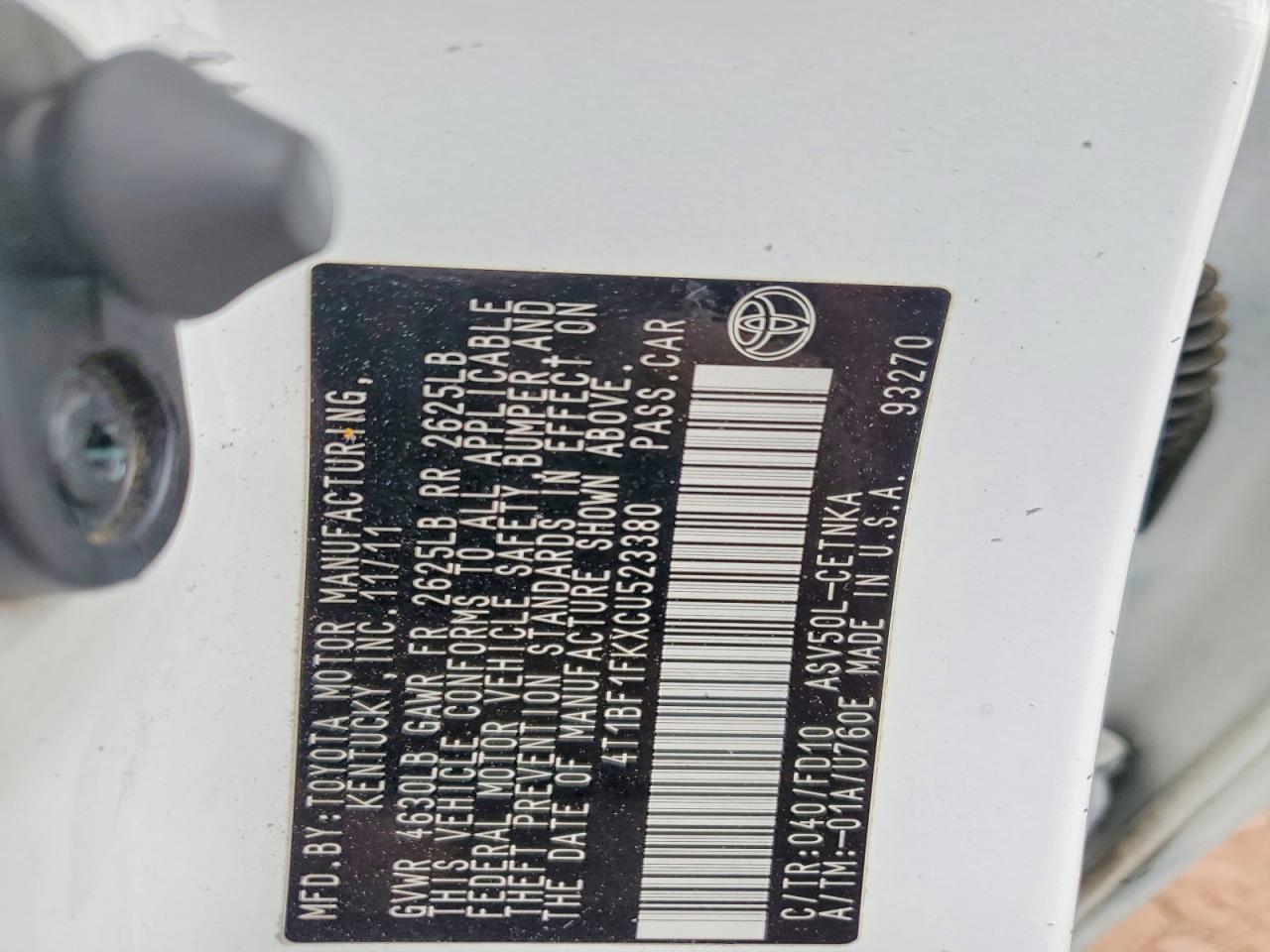 2012 TOYOTA CAMRY LE photo 23