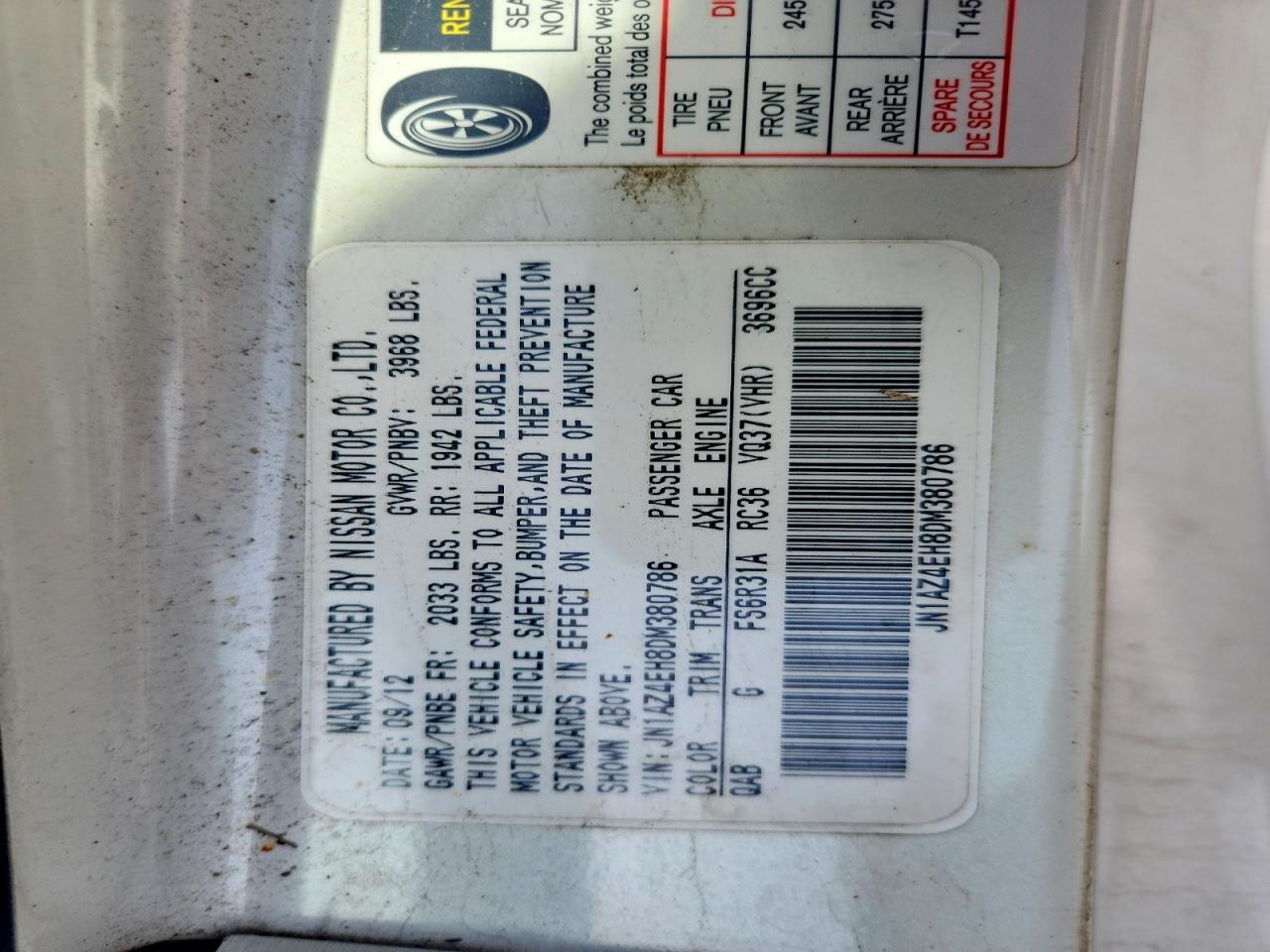 2013 NISSAN 370Z BASE photo 34