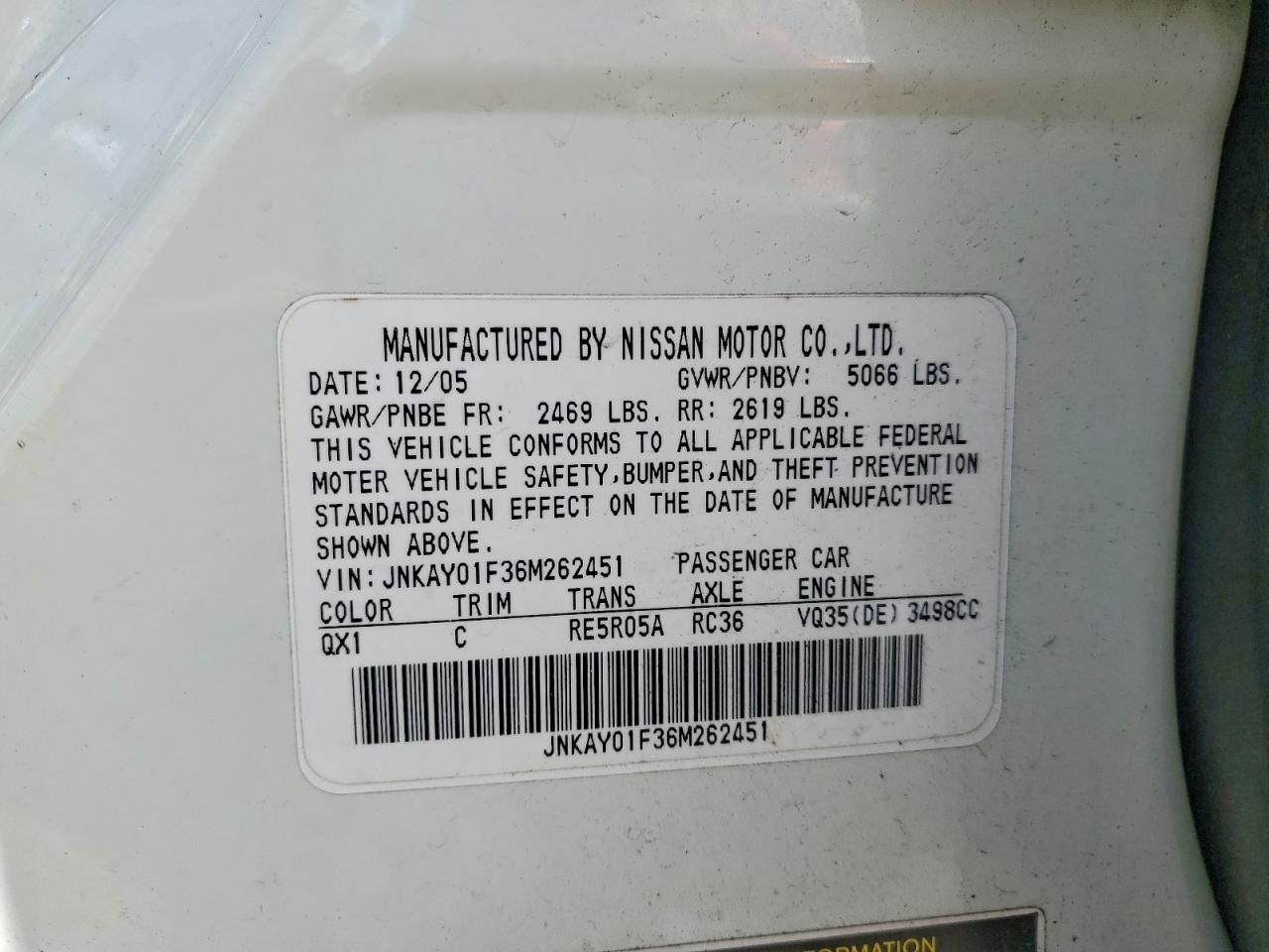 2006 INFINITI M35 BASE photo 37