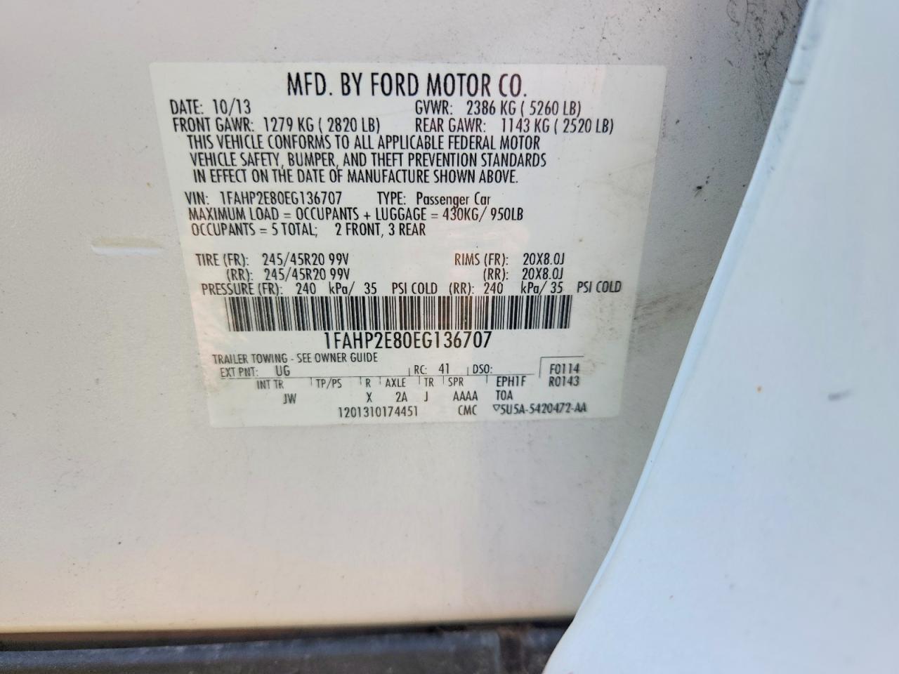2014 FORD TAURUS SEL photo 23