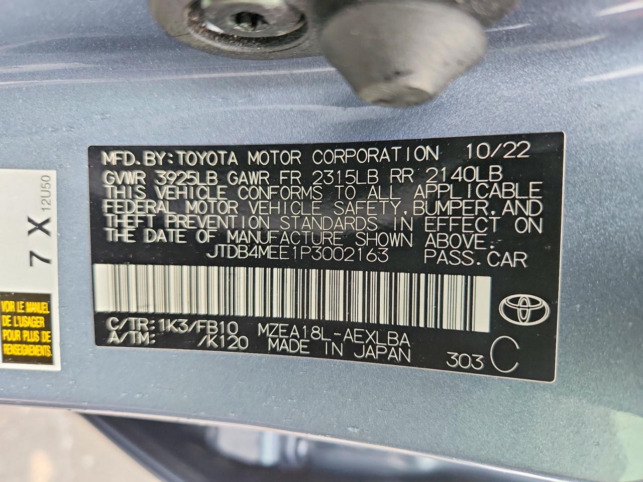 2023 TOYOTA COROLLA LE photo 37